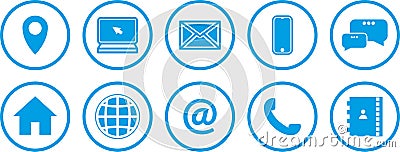 Web icons set. blue icons. Vector Illustration