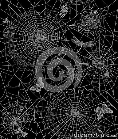 A web with insects Vector Illustration