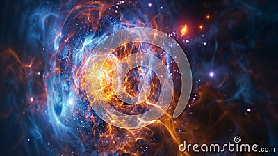 A web of interconnected magnetic fields sparked by the constant collisions and transformations of particles in a neutron Stock Photo