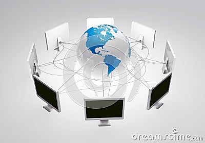 Web internet connects people around the world Stock Photo