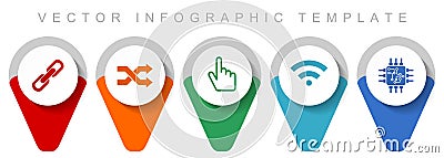 Web and internet pointer collection, miscellaneous icons such as chain, arrows, finger, signal and chip, flat design vector Vector Illustration