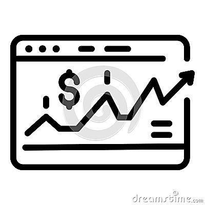 Web investor money icon, outline style Vector Illustration