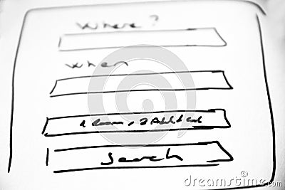 Web layout sketch paper Book, mobile and web sketch Stock Photo