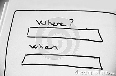 Web layout sketch paper Book, mobile and web sketch Stock Photo