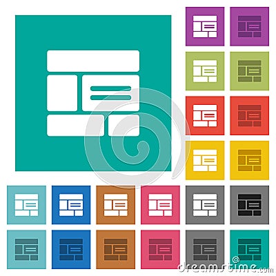 Web layout solid square flat multi colored icons Vector Illustration