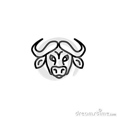 Line icon. Buffalo; wild animals Vector Illustration