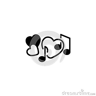Line icon. Notes and heart, melody of Love Vector Illustration