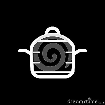 Web line icon. Pan, saucepan vector isolated on black. Vector Illustration