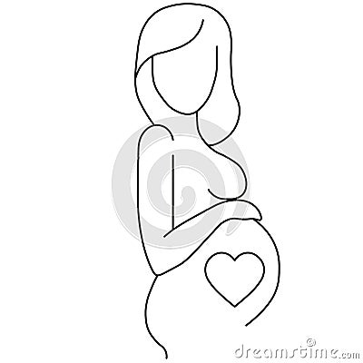 Web line icon. Pregnant woman Vector Illustration