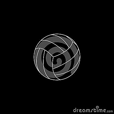 Web line icon. Volleyball vector illustration white on black background Cartoon Illustration