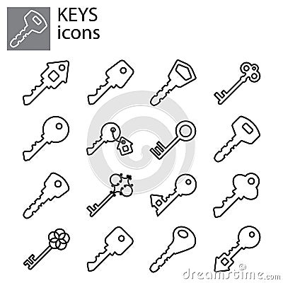 Line set. Keys icon Vector Illustration