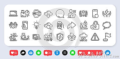 Web3, Lock and Return package line icons pack. For web app. Social media icons. Vector Vector Illustration