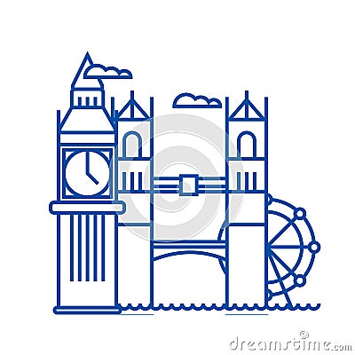 London line icon concept. London flat vector symbol, sign, outline illustration. Vector Illustration