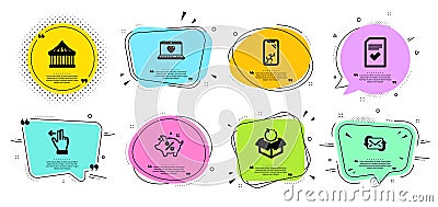 Web love, Refresh mail and Carousels icons set. Checked file, Smartphone broken and Return package signs. Vector Vector Illustration