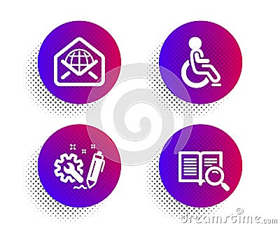 Web mail, Engineering and Disabled icons set. Search text sign. Vector Vector Illustration