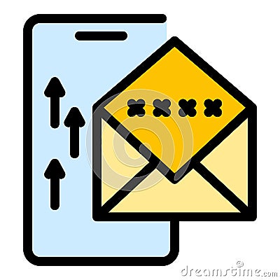 Web mail safe authentication icon color outline vector Vector Illustration