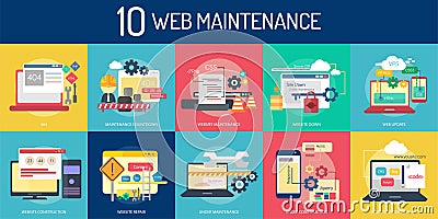 Web Maintenance Conceptual Design Vector Illustration