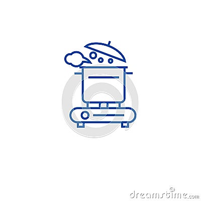 Making soup line icon concept. Making soup flat vector symbol, sign, outline illustration. Vector Illustration