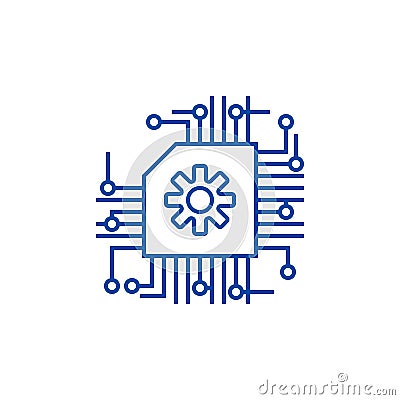 Micro scheme,ai,artificial intelligence line icon concept. Micro scheme,ai,artificial intelligence flat vector symbol Vector Illustration