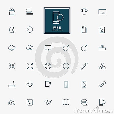 25 web minimal line icons Vector Illustration