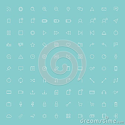 100 web minimal line icons Vector Illustration