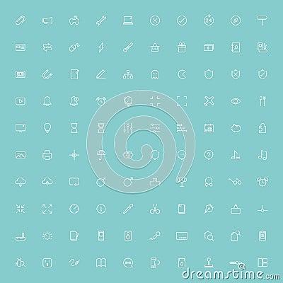 100 web minimal line icons Vector Illustration