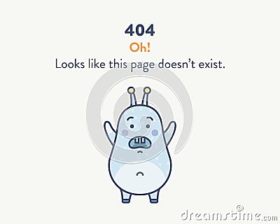 Web mistake when the page is not found. Blue cute Vector Illustration