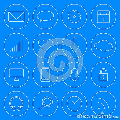 Web and Mobile line internet icons modern style vector set Vector Illustration