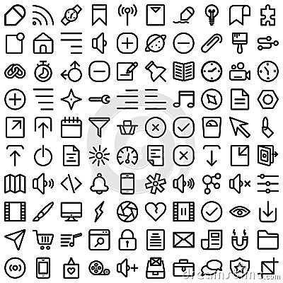 Web and Mobile Material Bold Isolated Vector Icons Set every single can be easily modified or edited Stock Photo