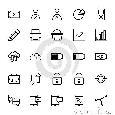 Web and Mobile UI Line Vector Icons 6 Stock Photo