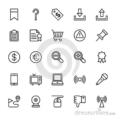 Web and Mobile UI Line Vector Icons 9 Stock Photo