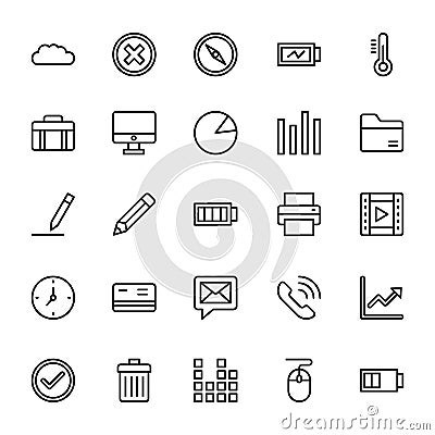 Web and Mobile UI Line Vector Icons 18 Stock Photo