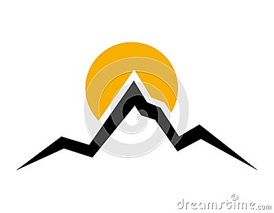 mountain and sunshine icon Cartoon Illustration