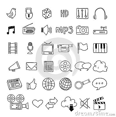 Web multimedia icons set - vector illustration Vector Illustration