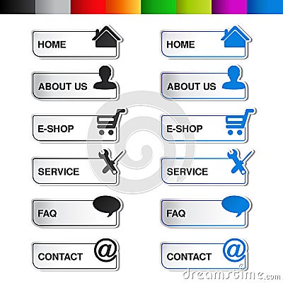 Web navigation template - 6 menu items, steps, options Vector Illustration