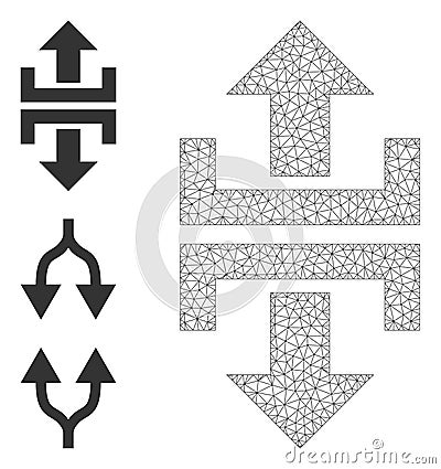 Web Network Divide Vertical Direction Icon with Simple Symbols Vector Illustration