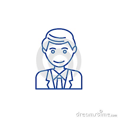 Office man, businessman line icon concept. Office man, businessman flat vector symbol, sign, outline illustration. Vector Illustration