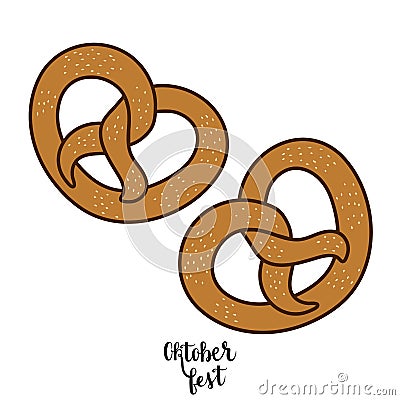 Oktoberfest pretzel with lettering vector illustration Vector Illustration