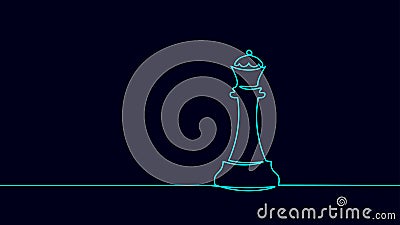Web One line chess king silhouette drawing. Continuous line sketch play strategy game graphic object element business Vector Illustration