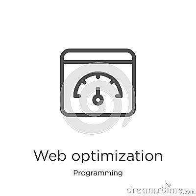 web optimization icon vector from programming collection. Thin line web optimization outline icon vector illustration. Outline, Vector Illustration