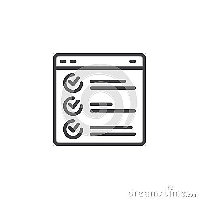 Web page browser report outline icon Vector Illustration