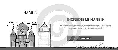 Web Page Chinese City of Incredible Harbin Vector Illustration