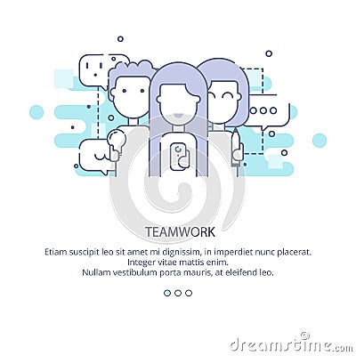 Web page design template of company profile, teamwork, corporate business workflow, career opportunities, team skills Vector Illustration