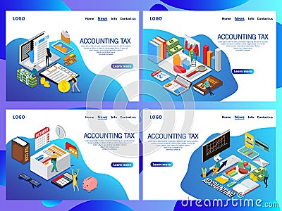 Web page design templates for Accounting tax isometric vector concept Vector Illustration