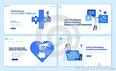 Web page design templates collection of healthcare Vector Illustration