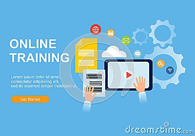 Web page design templates for Online training, education. Modern vector illustration concepts for website and mobile website devel Stock Photo