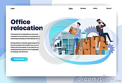 Web page flat design template for office relocation Vector Illustration