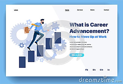 Web page flat design template for what is career advancement Vector Illustration