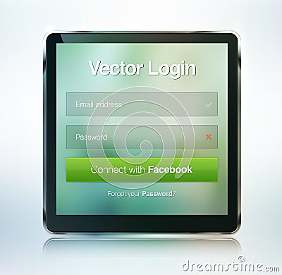 Web page login password security screen Vector Illustration