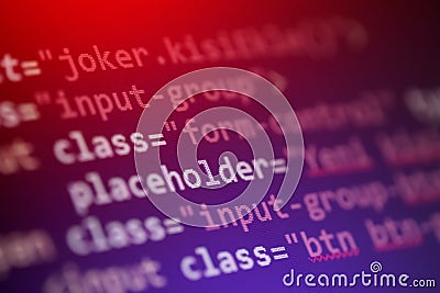 Web page source codes macro Stock Photo